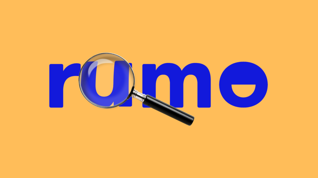 rumo logo under a magnifying glass
